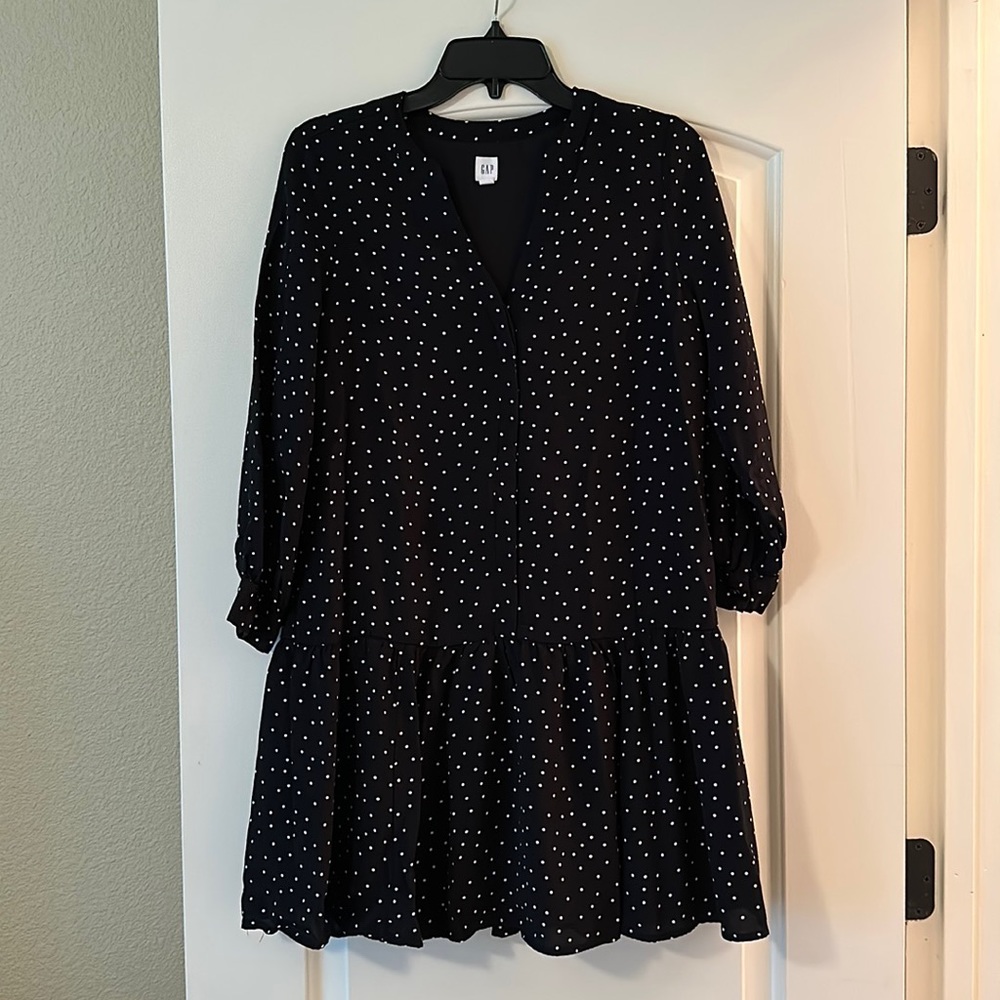 Gap black polka dot dress
